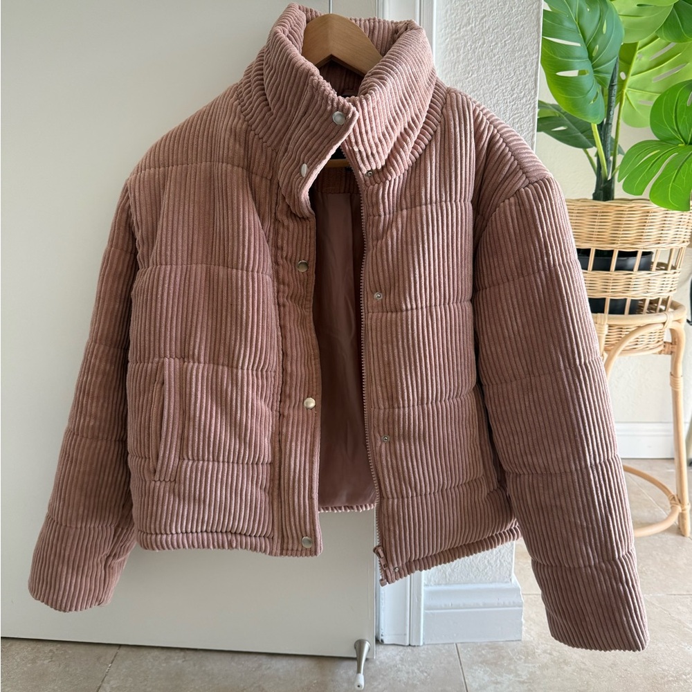 Free People Women's Corduroy Puffer Jacket - Pink